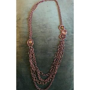 Boutique Oversized Rose Gold Chain Necklace w Gems